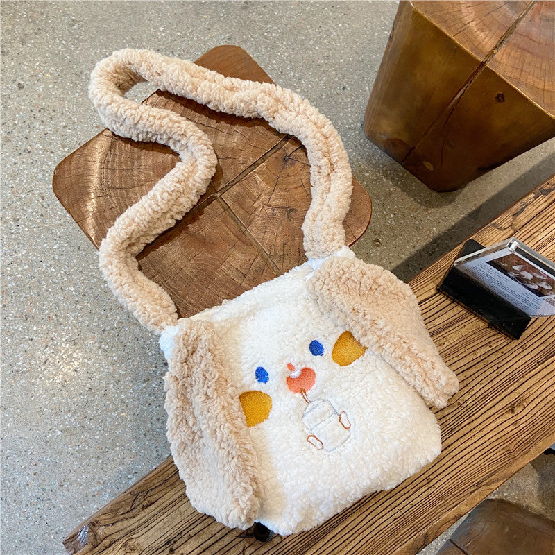 New Style Plush Dog Ear Handbag Female Cute Cartoon