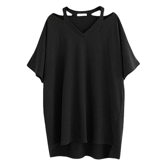 Women's Belly Cover V Neck Plus Size Fashion Loose T-shirt