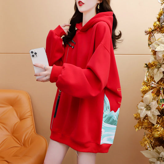Chinese-style Embroidered Hoodie For Women AutumnWinter