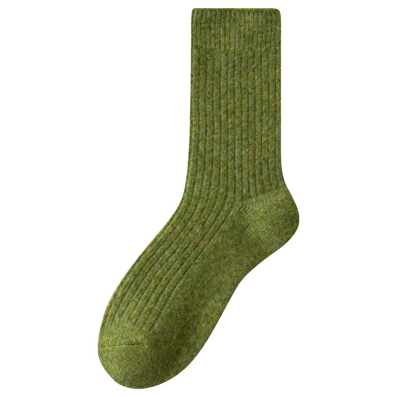 Thick Solid-color Warm Wool Mid-calf Socks