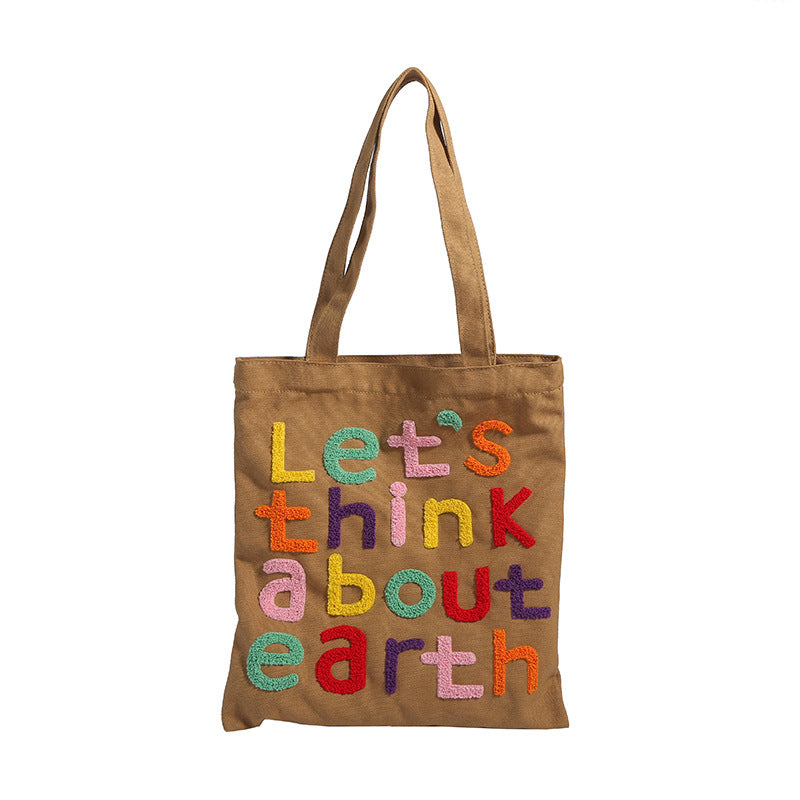 Letter Large Capacity Versatile Canvas Bag For Women