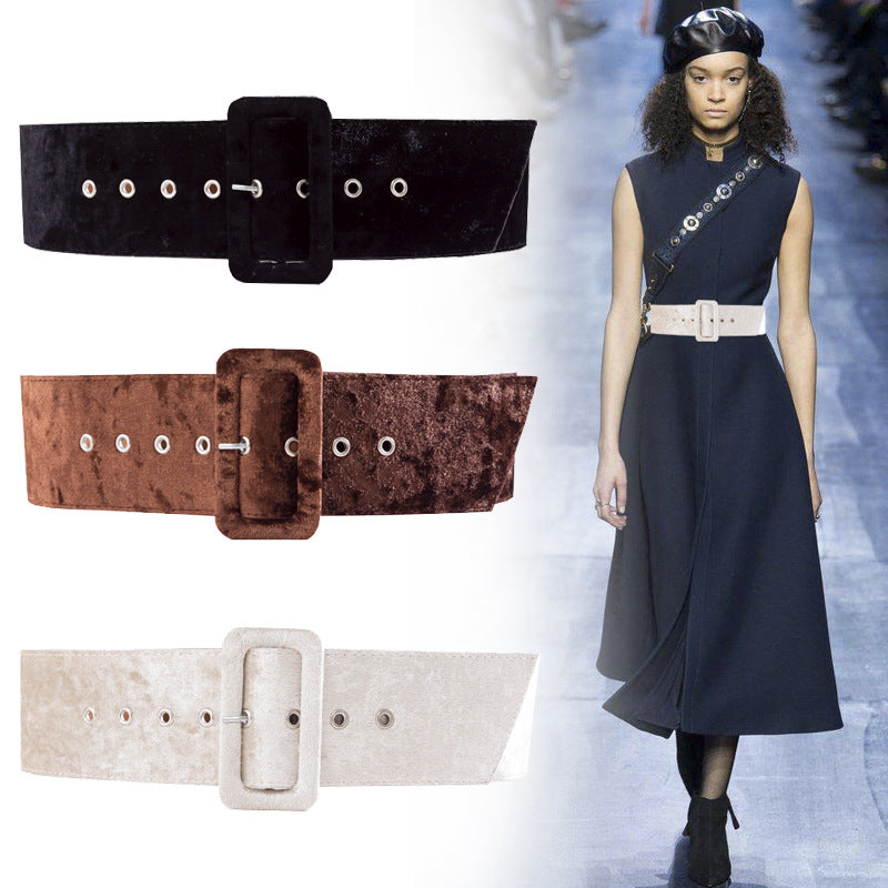Autumn And Winter Golden Silk Velvet Belt Ladies