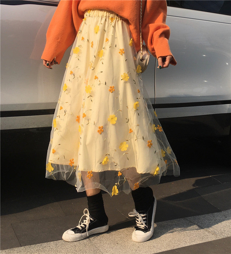 Spring And Autumn Dress Mesh Fairy Dress Design Niche Temperament Skirt