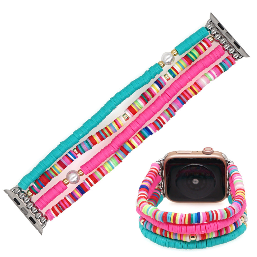 Boho Rainbow Clay Watch Strap Male Interface