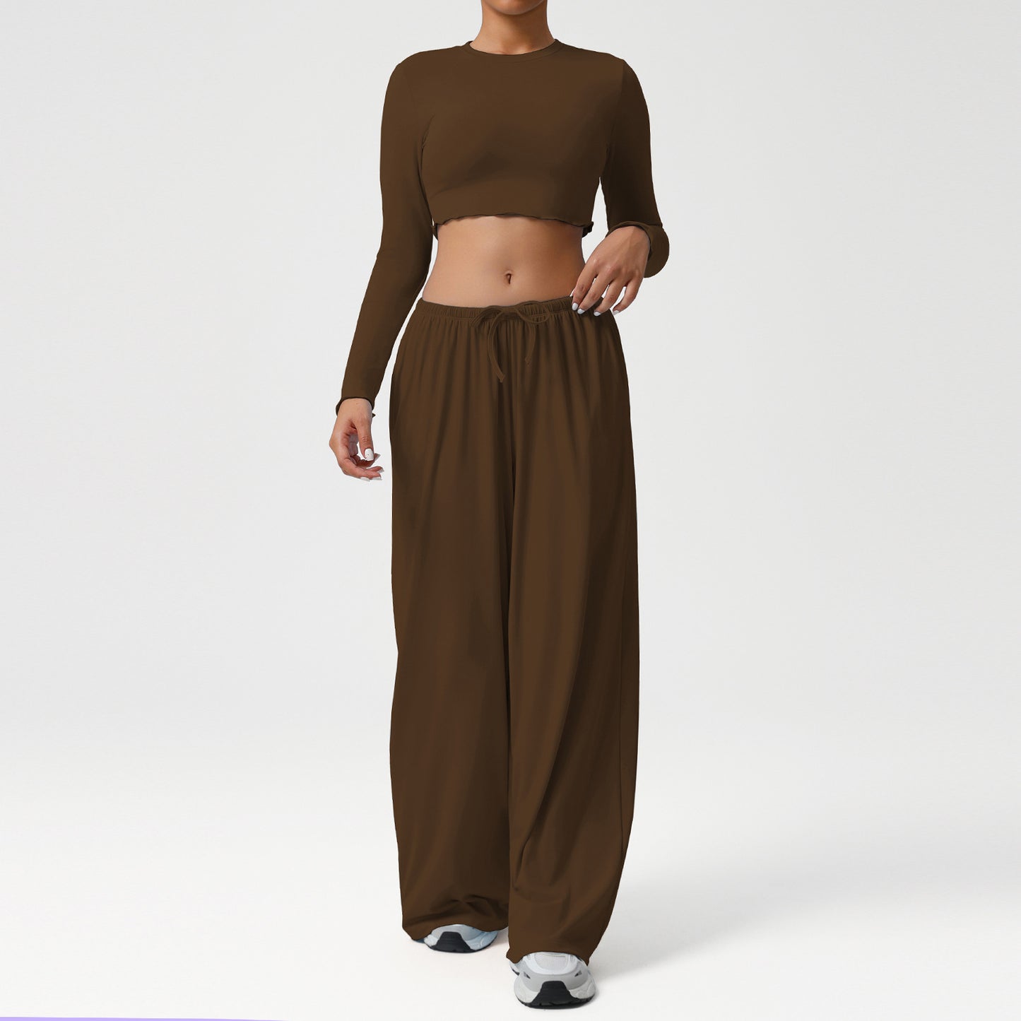 Loose Draping Wide-leg Pants For Workouts Yoga Outfit Set