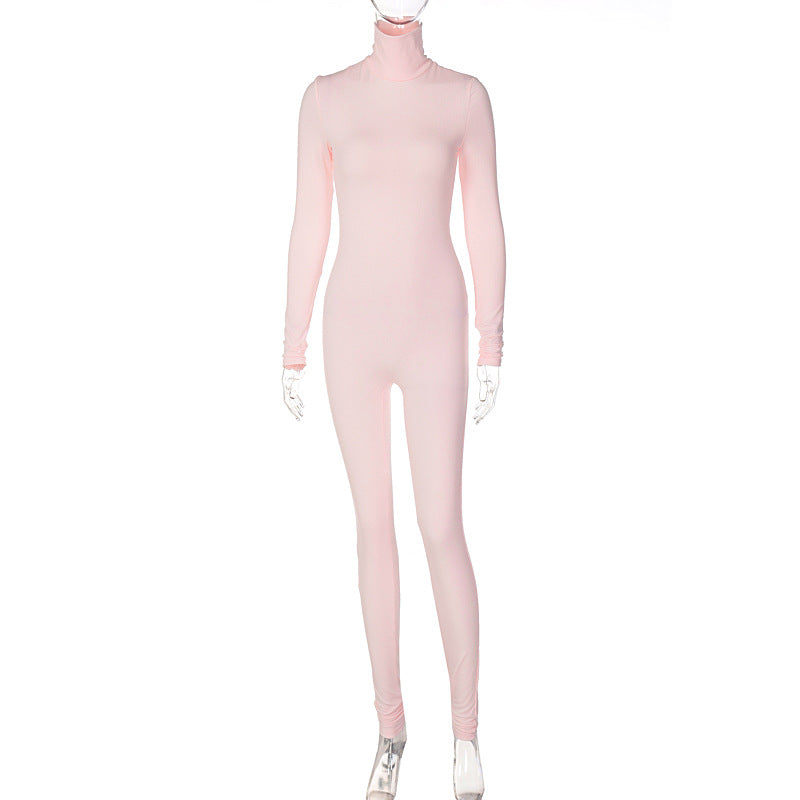 Ensfarvet Skinny Sports Fitness Jumpsuit