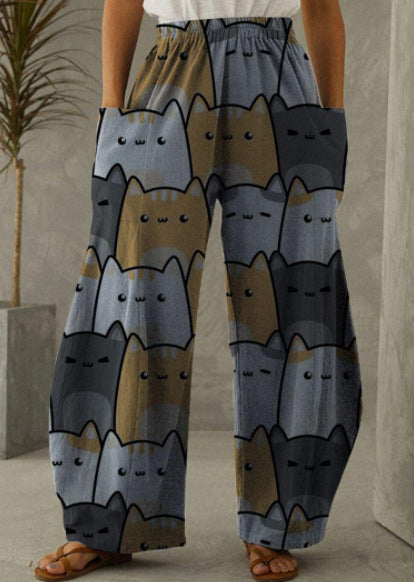 Printed 3D Trendy Irregular Wide-leg Pants