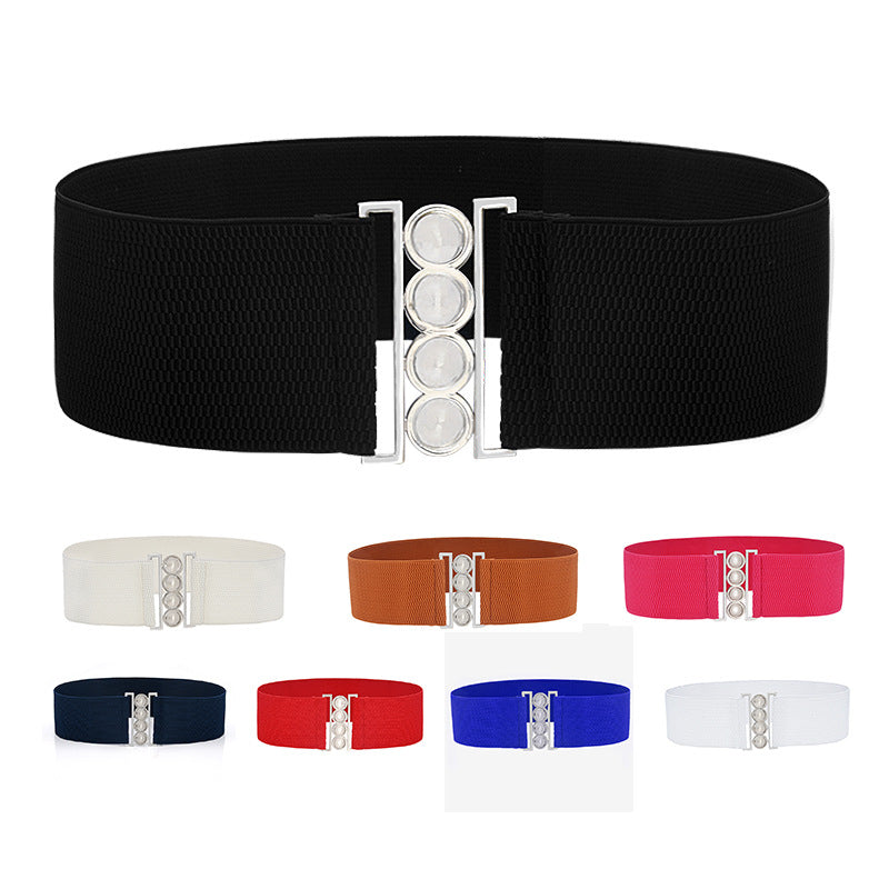 Four-ring Fashion Simple Girdle Metal Wide Buckle Belt