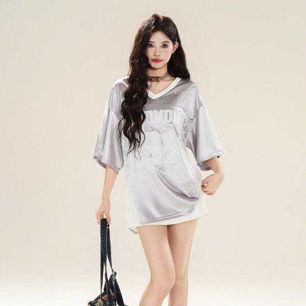 American Retro Spicy Girl Simple Design Short Sleeve T-shirt