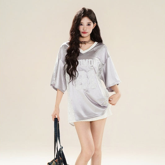 American Retro Spicy Girl Simple Design Short Sleeve T-shirt