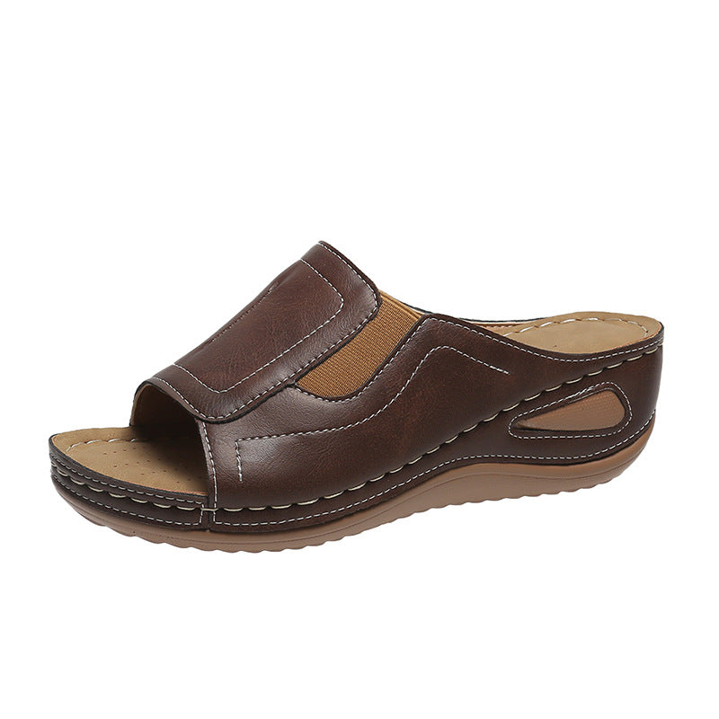 Open Toed Sloping Heel With Elastic And Tight Sole