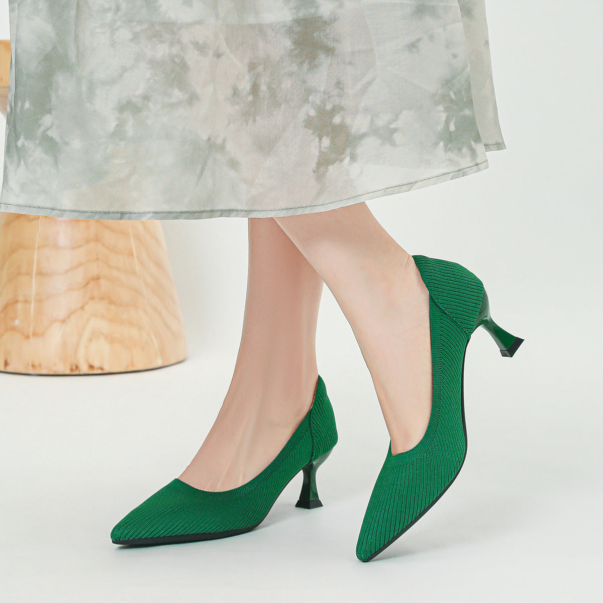 High Heel Fashion Straight Grain Flying Woven Shoes