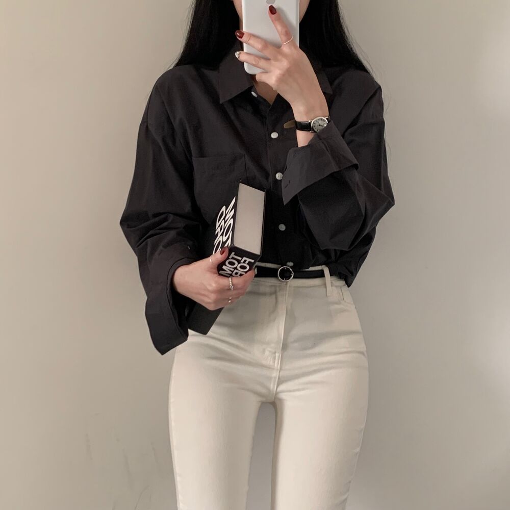 Solid Color Loose And Simple Shirt Casual Base White Shirt