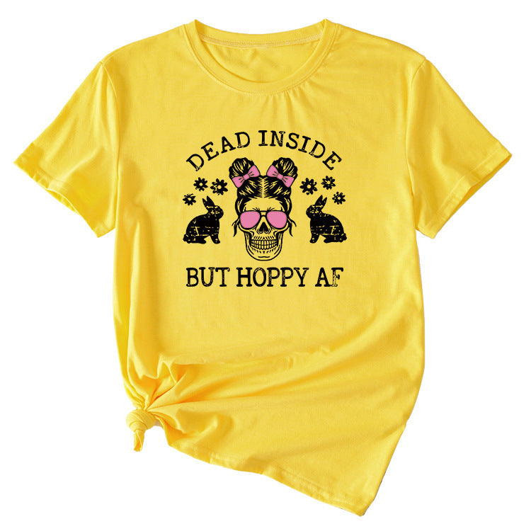 Skull Pattern Women's Summer Round Neck Short Sleeve