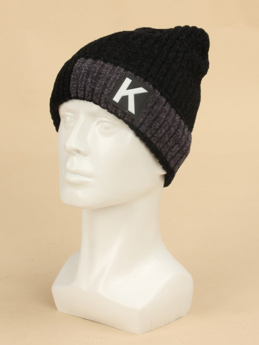 Korean Men's Outdoor Vintage Letter K Knitted Fashion Warm Hat