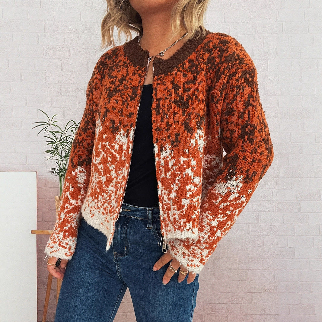 Knitted Irregular Hem Commuter Zipper Knitted Cardigan Sweater