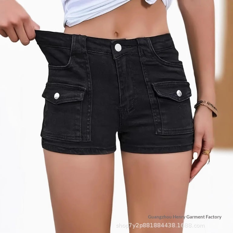 Women's Stretchy Multi-Pocket Denim Shorts