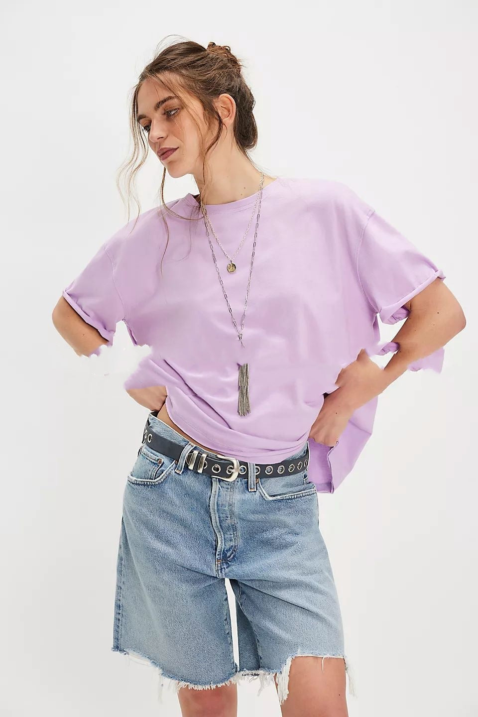 Street Hollow Butterfly Hot Girly Style Ins Loose Short Round Neck T-shirt