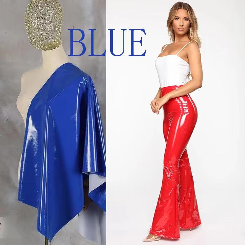 Leather High-waist Flared Pants Womens Fashion, Shiny Finish