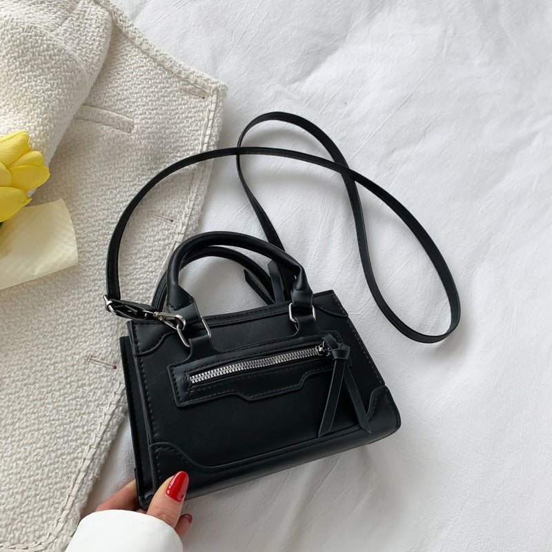 Women's Candy Color One Shoulder Zipper Small Square Bag