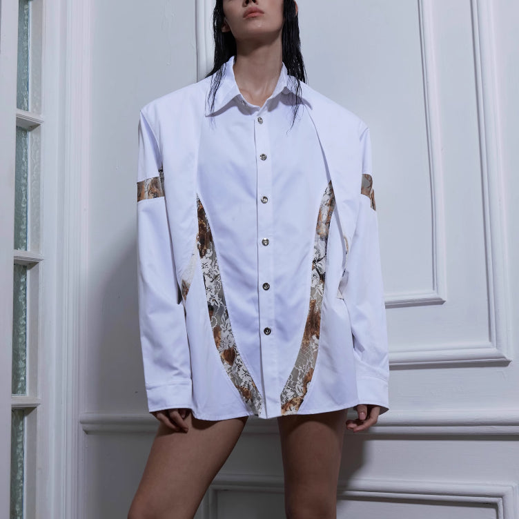 Niche Flame Burning Stitching Design Long Sleeve