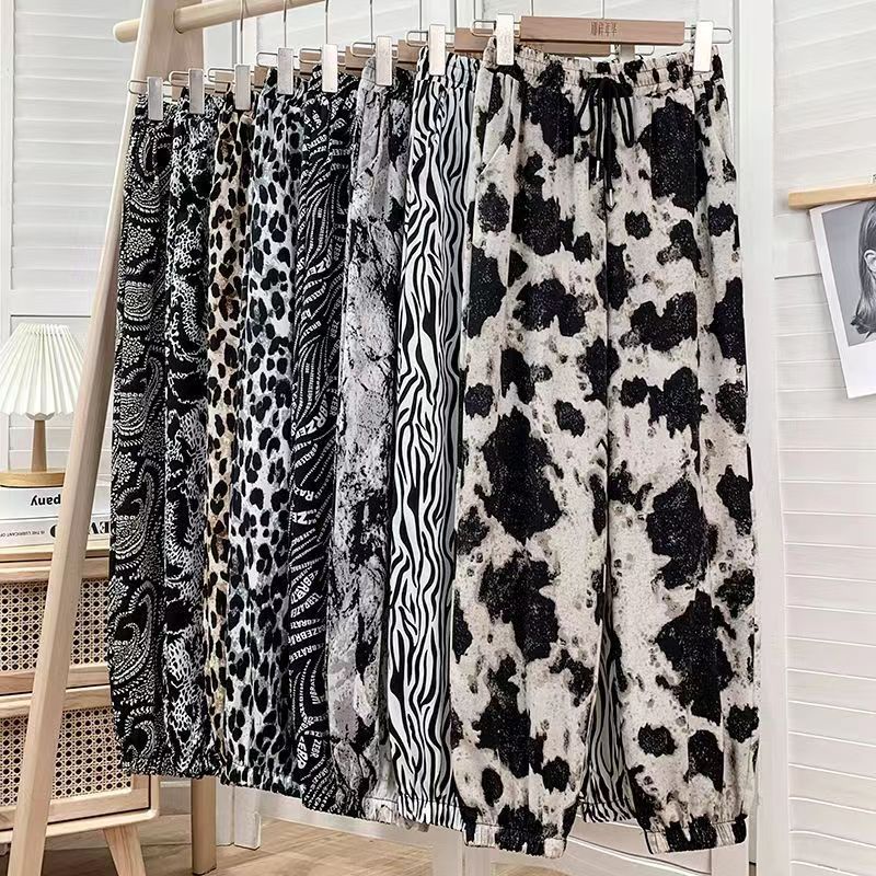 Tie-dyed Ink Painting Thin Ice Silk Leisure Sports Jogger Pants
