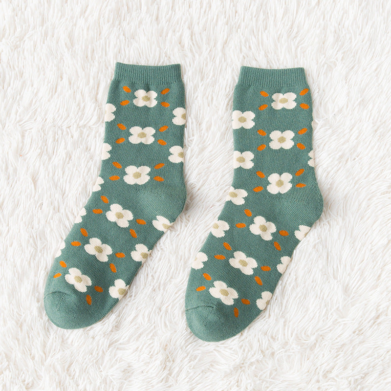 Women's Mid Tube Pure Cotton Fleece Socks
