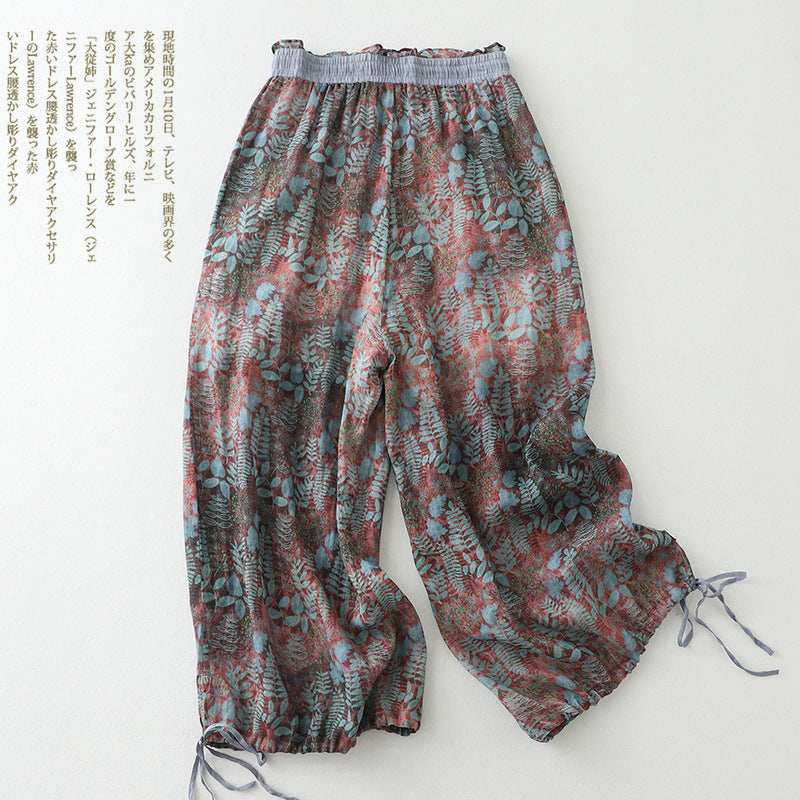 Cotton And Linen Art Retro Women's Casual Pants Loose Print