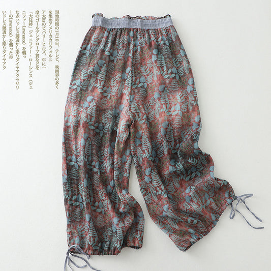 Cotton And Linen Art Retro Women's Casual Pants Loose Print