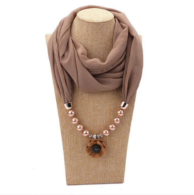 Pearl chiffon jewelry necklace scarf