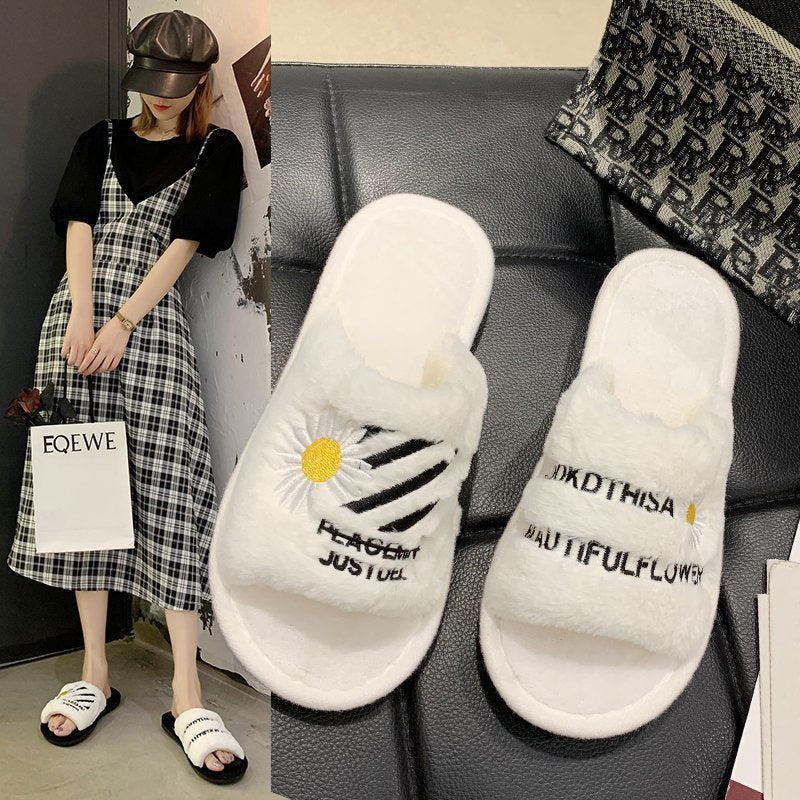 Casual home plush platform slippers