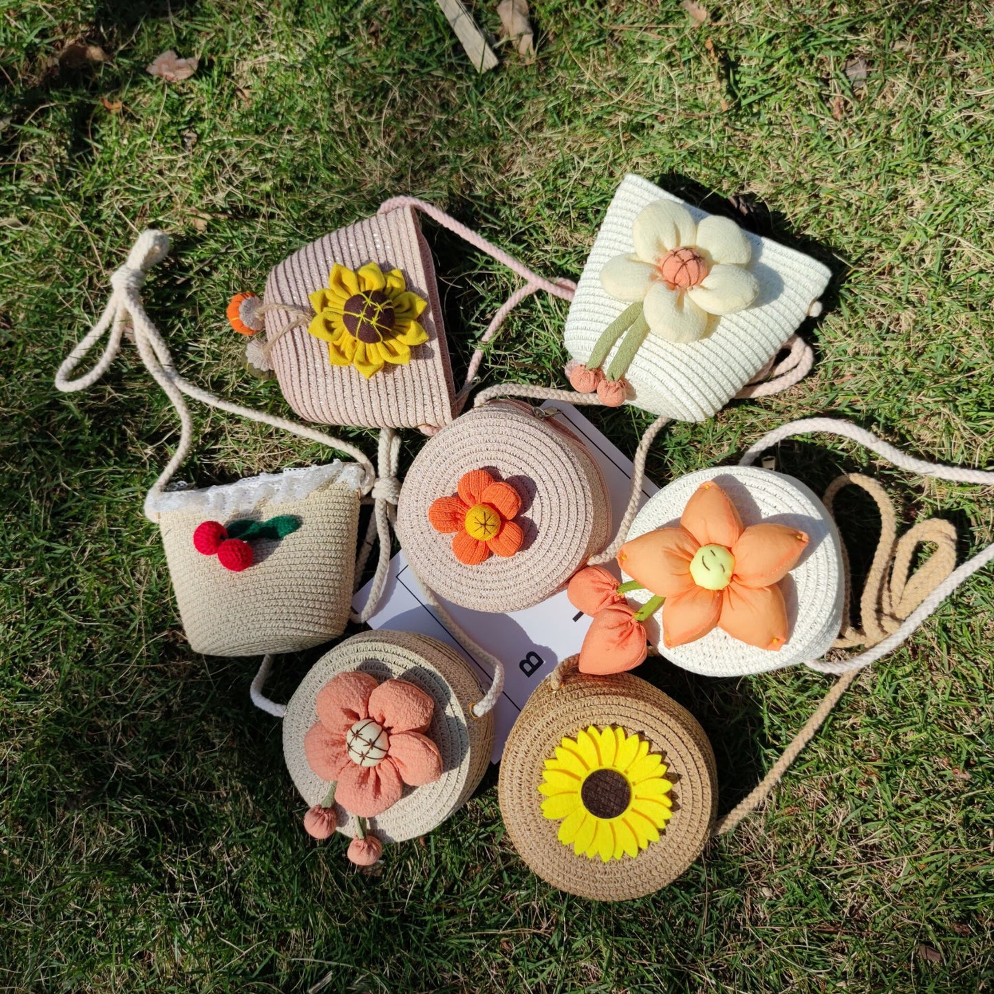 Grass Woven Bag For Children's Cute Crossbody