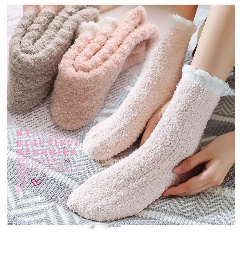 Autumn And Winter Plus Velvet Thick Towel Floor Socks