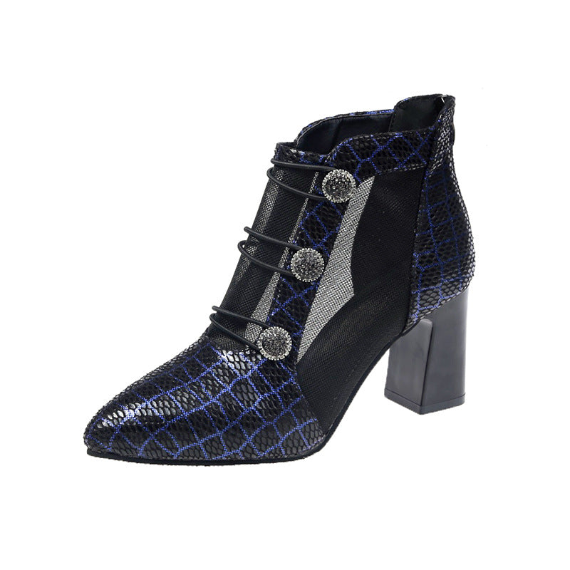 Mesh sandals women's high-heeled thick heels