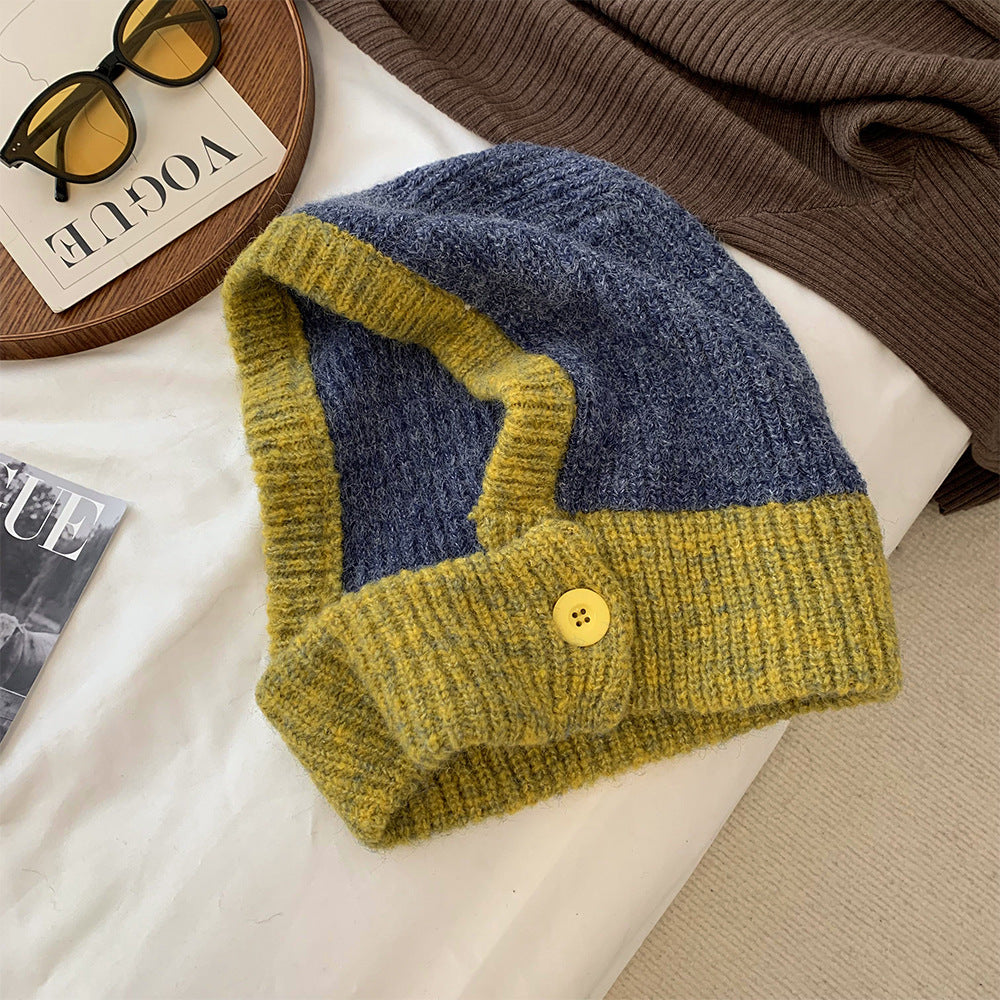Autumn And Winter Warm Scarf Integrated Ear Protection Knitting Cold-proof Woolen Cap