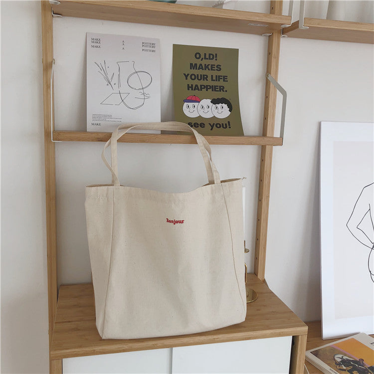 Super Large-capacity Shopping Embroidered Canvas Bag