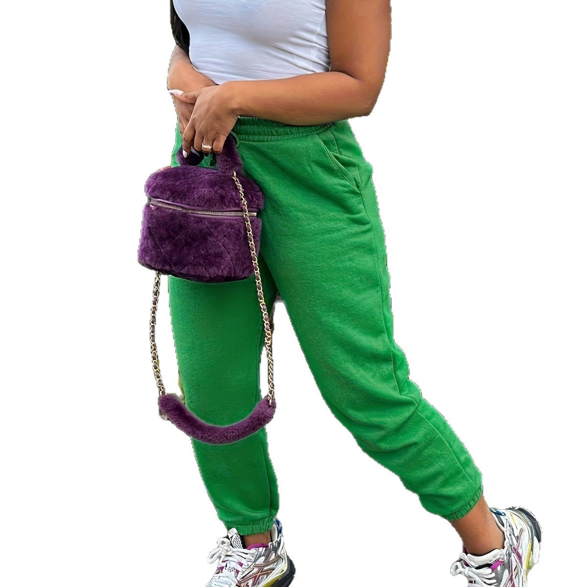 Sleek Stylish Elastic-waist Drawstring Sweatpants For Sporty Casual Wear