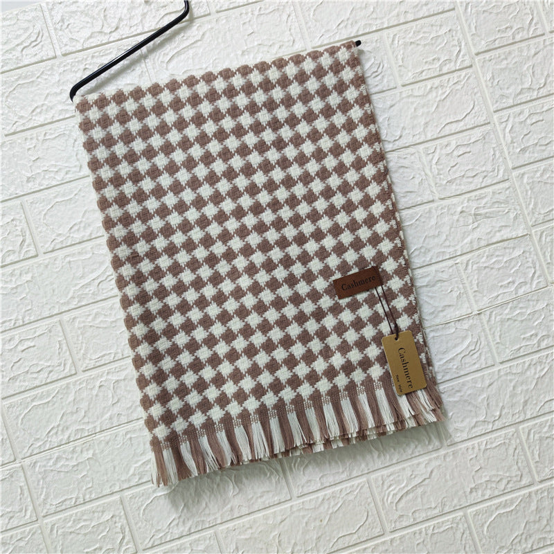 Imitation cashmere houndstooth scarf