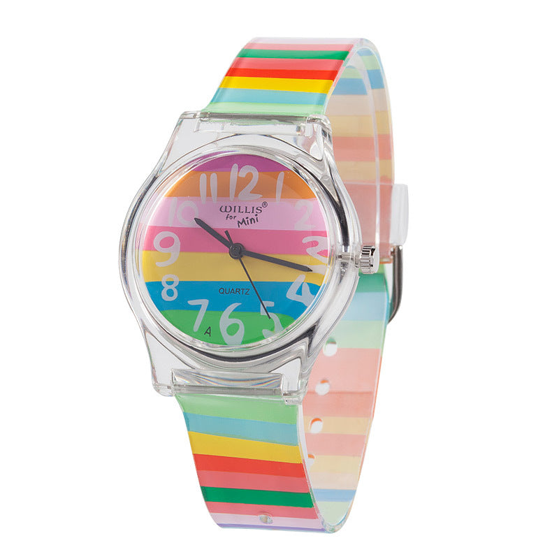 Striped student sports quartz watch