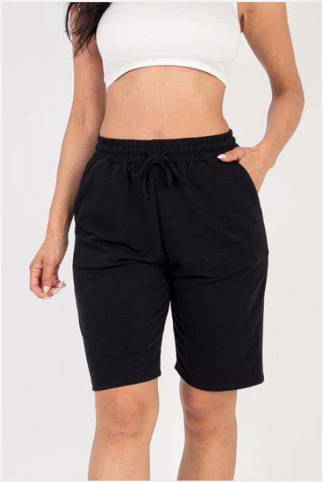 Womens High-waisted Drawstring Workout Shorts