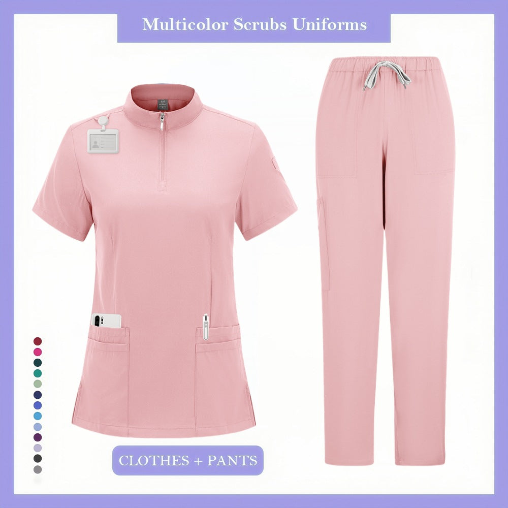 Zipper Beauty Salon Scrub Workwear