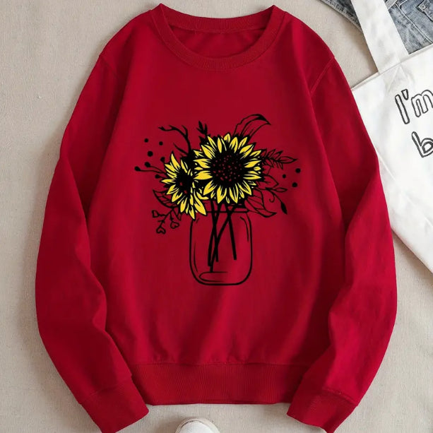Fleece sweatshirt med bogstavprint og lange ærmer