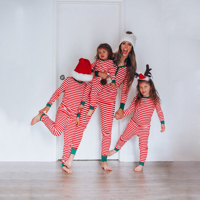 Parent-Child Suit Striped Printing Long-Sleeved Home Wear Casual