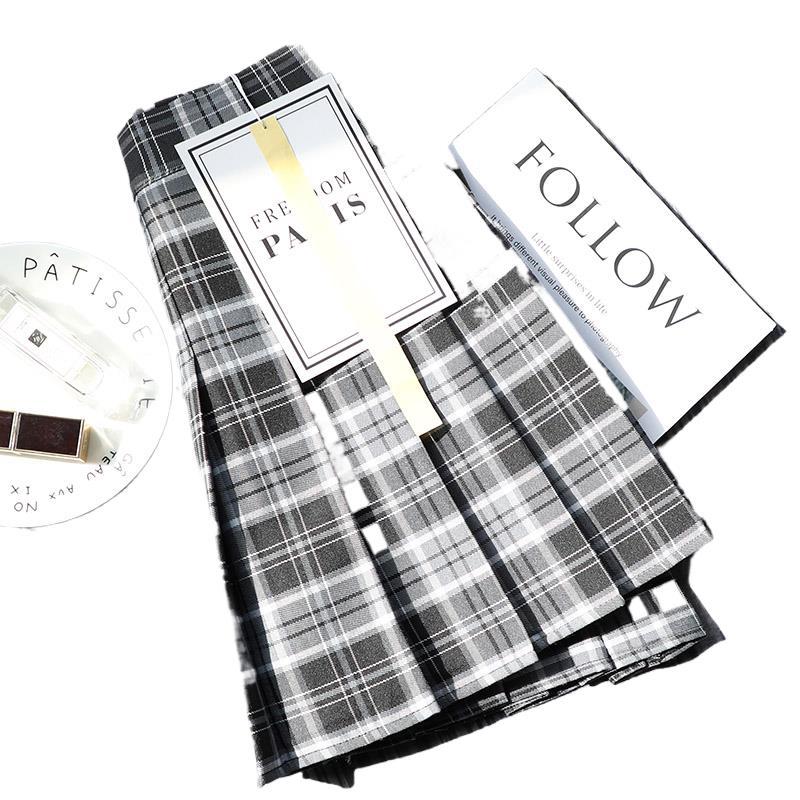 Plaid Pleated Skirt Women's Summer Figure Flattering A- Line Skirt
