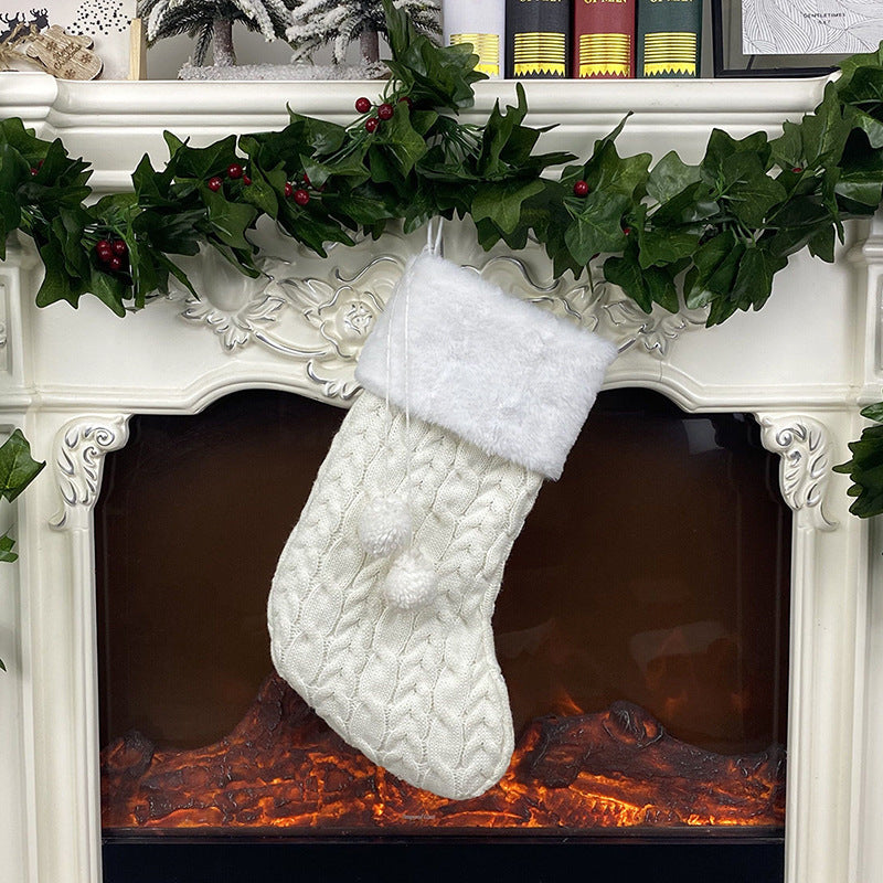 Knitted Wool Christmas Stockings Gift Bag Candy Bag