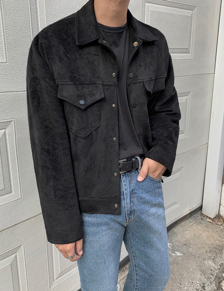 Men's Suede Fabric Jacket Slim-fit Retro Coat