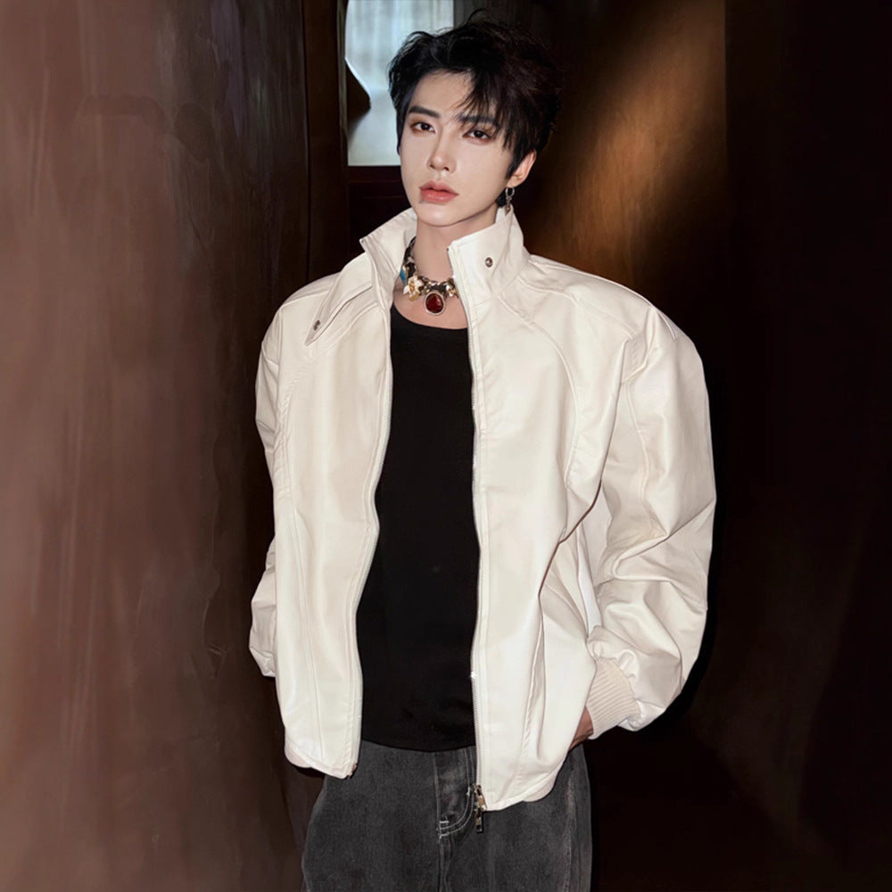 Mens Stylish Casual Short Leather Jacket