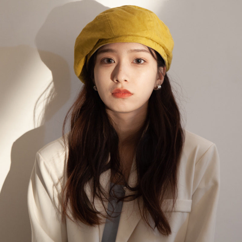 Women's Solid Color British Retro Art Painter Hat