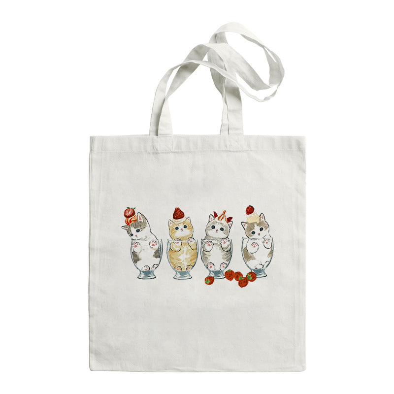Shark Cat Printed Canvas Bag Shoulder