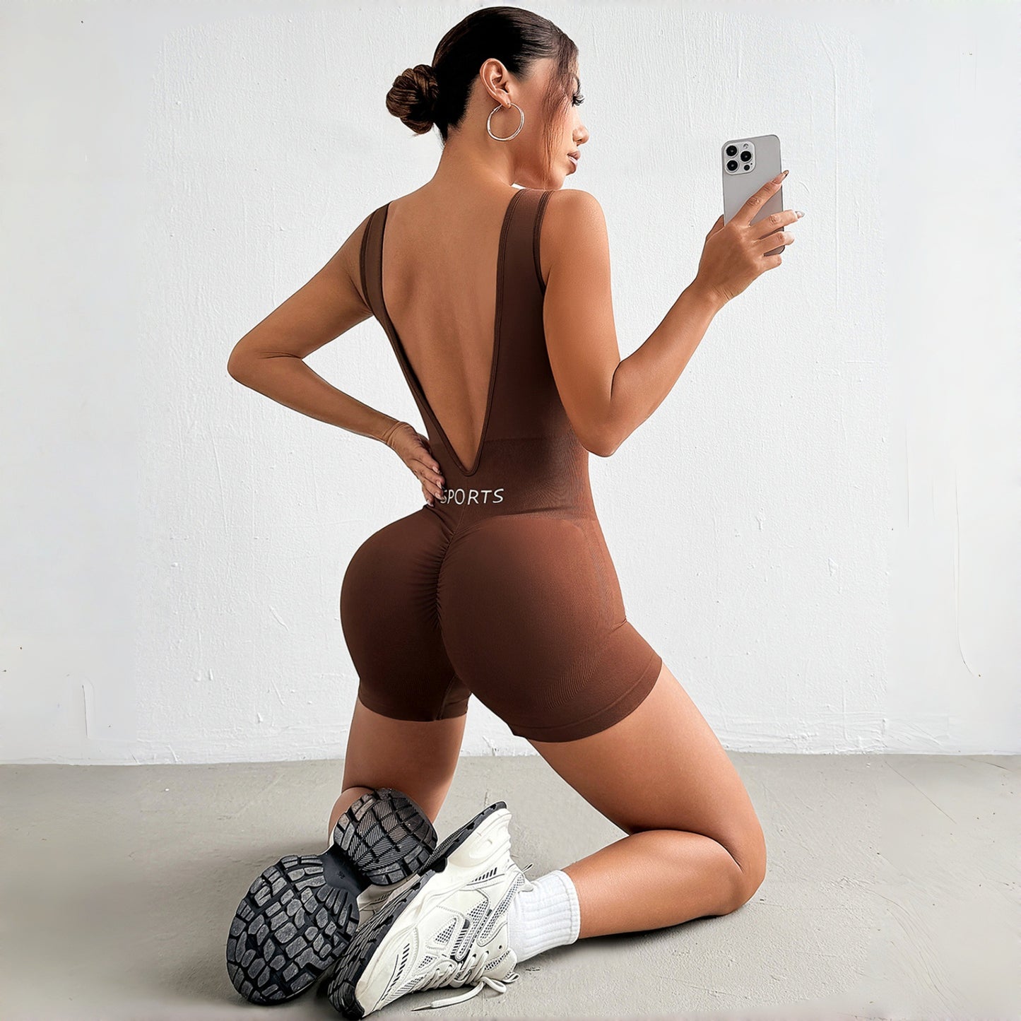 Deep-V Waist Yoga Jumpsuit For Shaping And Fitness